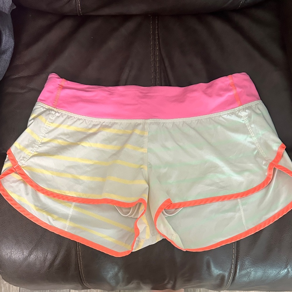 lululemon athletica Pink and Cream Athletic Shorts